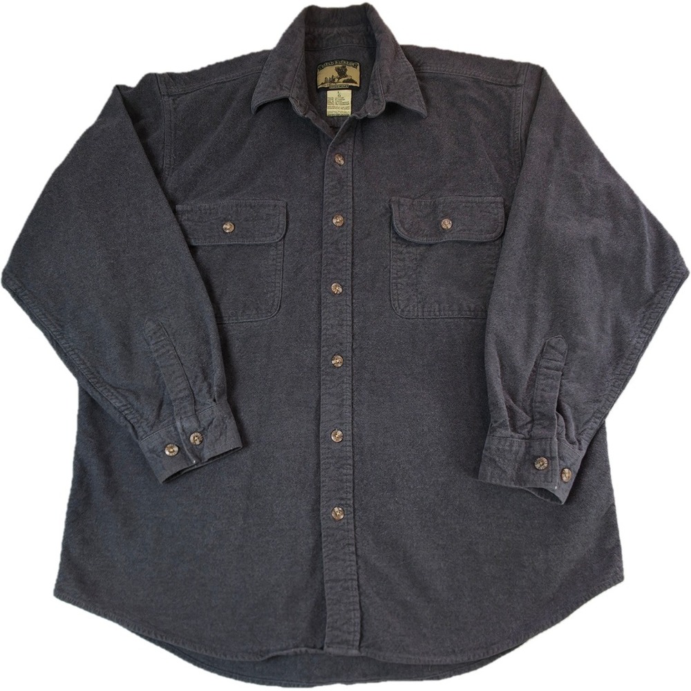 Field & Stream Flannel Shirt Mens Large Gray Long Sleeve Button Up Pocket